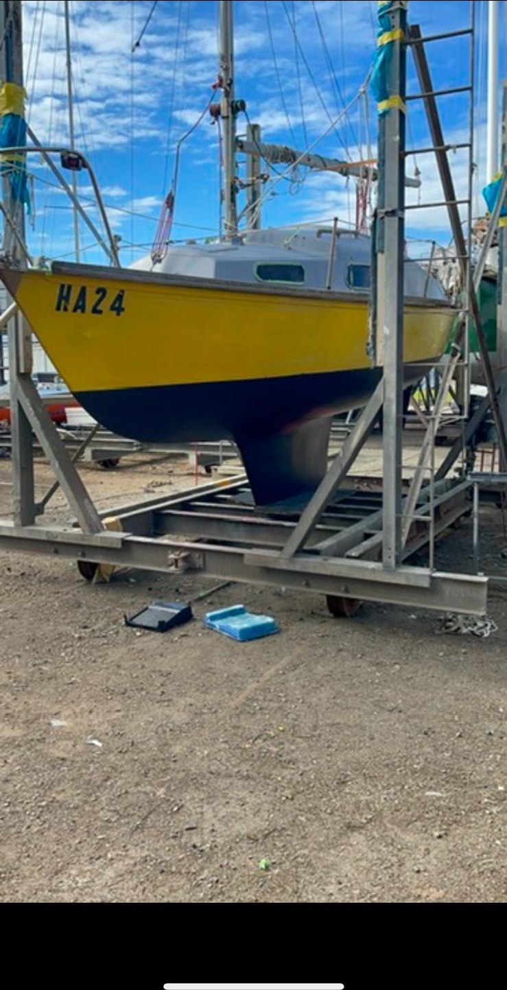 Marine hull after refinishing